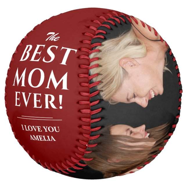 Balle De Softball Modern Best Mom Ever Photo Collage de photos Fête  (Incliné)