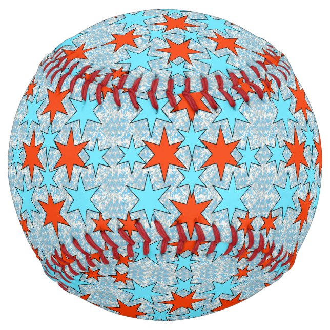 Balle De Softball Motif Blue et Red Star (Devant)