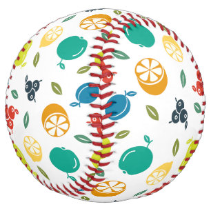 Balle De Softball Motif de fruits, prune, orange, citron, poire, pom