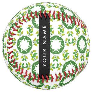 Balle De Softball Motif feuille, Feuilles verts, votre nom