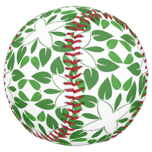 Balle De Softball Motif Feuille, Motif De Feuilles, Feuilles Verts