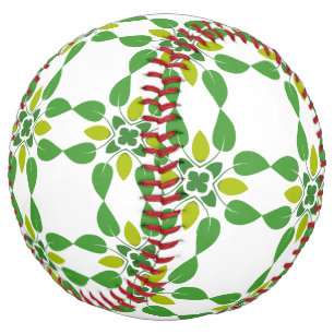 Balle De Softball Motif Feuille, Motif De Feuilles, Feuilles Verts