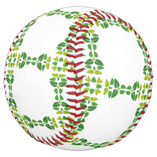 Balle De Softball Motif Feuille, Motif De Feuilles, Feuilles Verts