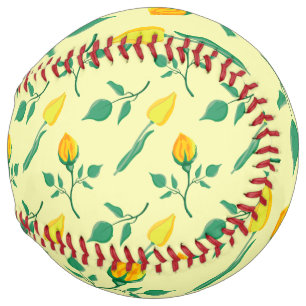 Balle De Softball Motif floral avec rose jaune et fleurs de tulipe