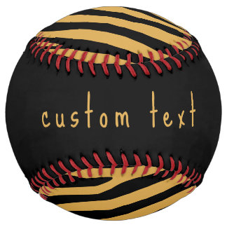 Balle De Softball motif STRIPE POSTER DE ANIMAL RETRO OR & NOIR des