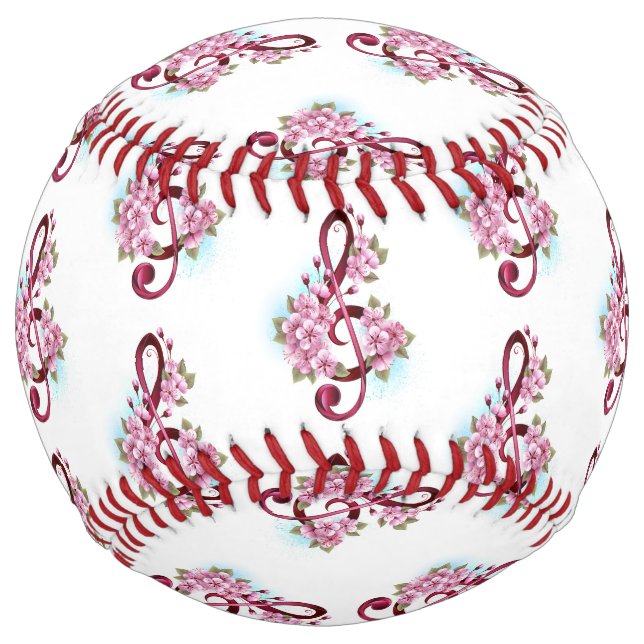 Balle De Softball Musical treble clef notes with sakura flowers (Devant)