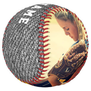 Balle De Softball Nom de l'équipe Numéro Denim Jeans Photo Custom So