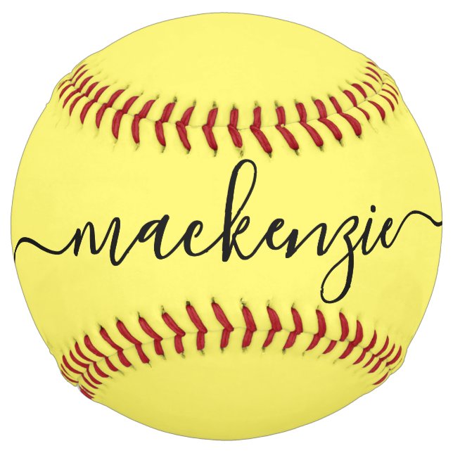 Balle De Softball Nom de script élégant personnalisé (Devant)
