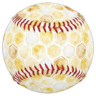 Balle De Softball Or Jaune Blanc Nid d'Abeille