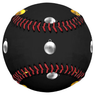 Balle De Softball ornements à trois dimensions de vacances d'argent