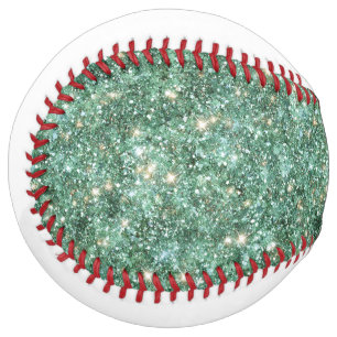 Balle De Softball Paillettes Vertes Or Blanches