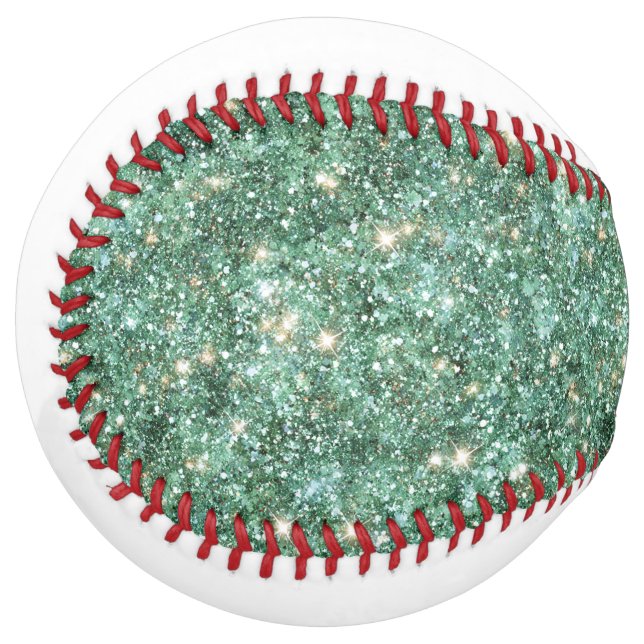 Balle De Softball Paillettes Vertes Or Blanches (Devant gauche)