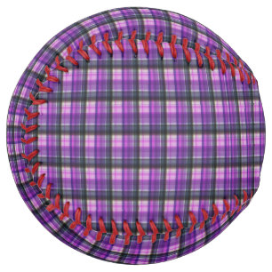 Balle De Softball Papier Tartan Violet Vérifié,
