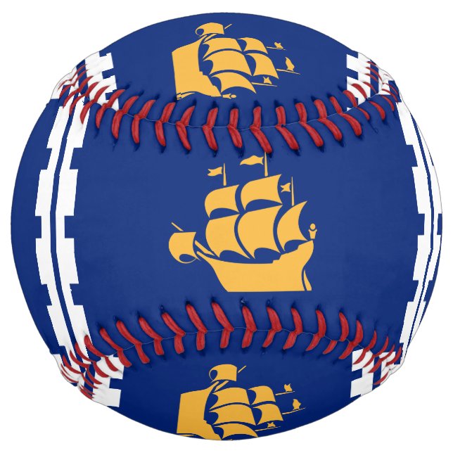 Balle De Softball Patriotic Softball with flag of Quebec City (Devant)