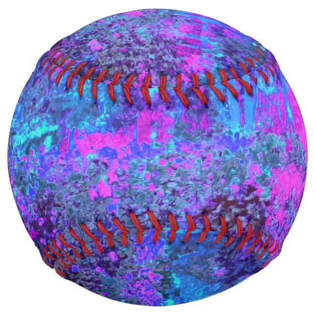 Balle De Softball Paysage impressioniste rose chaud et bleu (Devant)