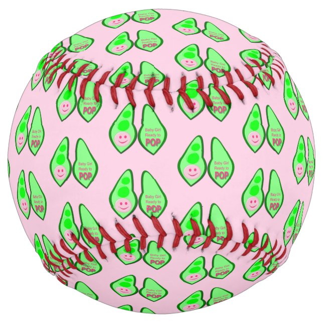 Balle De Softball Prêt pour la pop bébé fille pois rose (Devant)