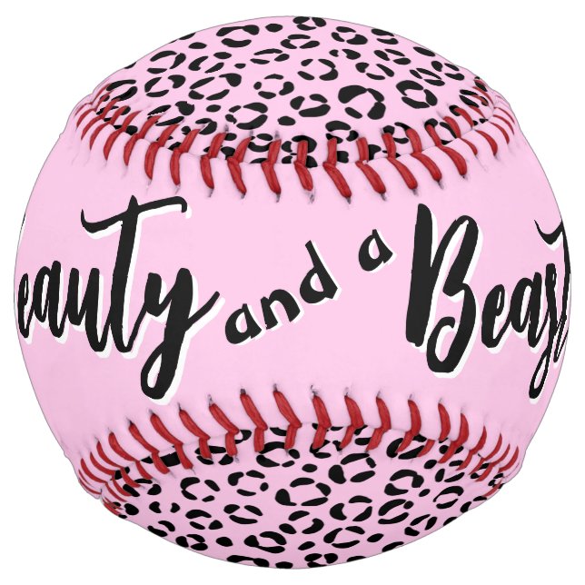 Balle De Softball Pretty in Pink Animal Print (personalize) (Dos)