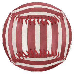 Balle De Softball Rayures crème rouge