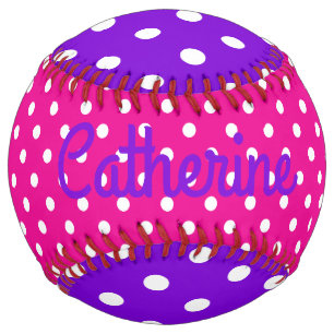 Balle De Softball Rose Prépa Violet et Blanc à pois