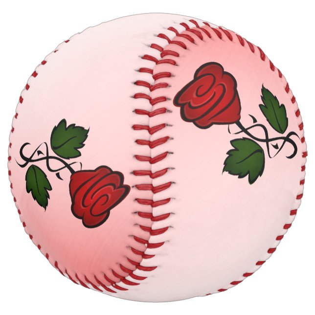 Balle De Softball Rose rouge (Incliné)