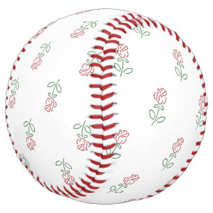 Balle De Softball Roses Rouges, Motif De Roses, Fleurs