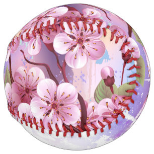 Balle De Softball Sakura rose sur la peinture Arrière - plan