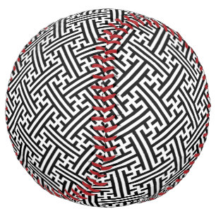Balle De Softball Sayagata motif, japonais, noir et blanc