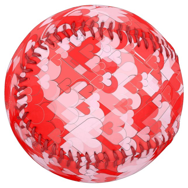 Balle De Softball Softball Coeurs rose et rouge (Devant gauche)