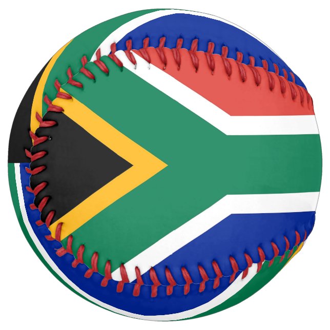 Balle De Softball Softball patriotique avec drapeau d'Afrique du Sud (Devant gauche)