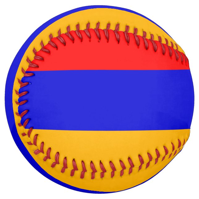 Balle De Softball Softball patriotique avec drapeau d'Arménie (Devant gauche)