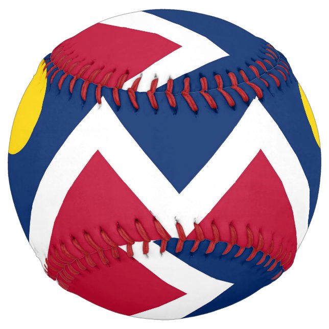 Balle De Softball Softball patriotique avec drapeau de Denver, USA (Devant)
