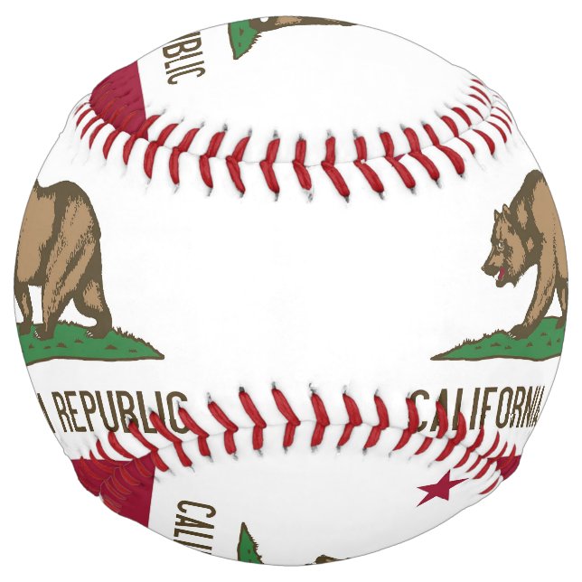 Balle De Softball Softball patriotique avec drapeau de la Californie (Devant)