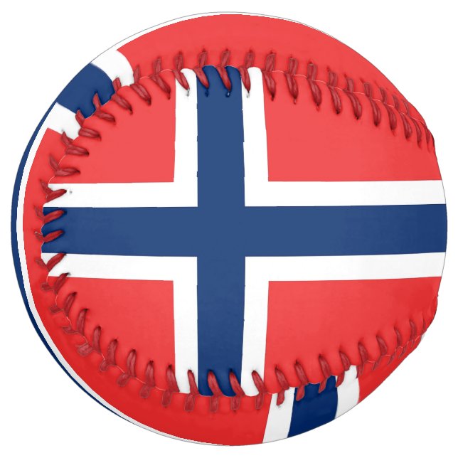 Balle De Softball Softball patriotique avec drapeau de la Norvège (Devant gauche)