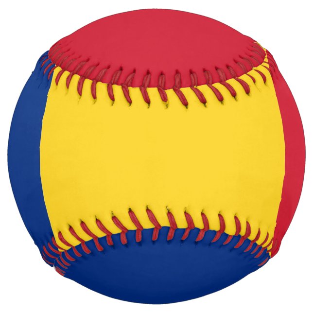 Balle De Softball Softball patriotique avec drapeau de la Roumanie (Dos)