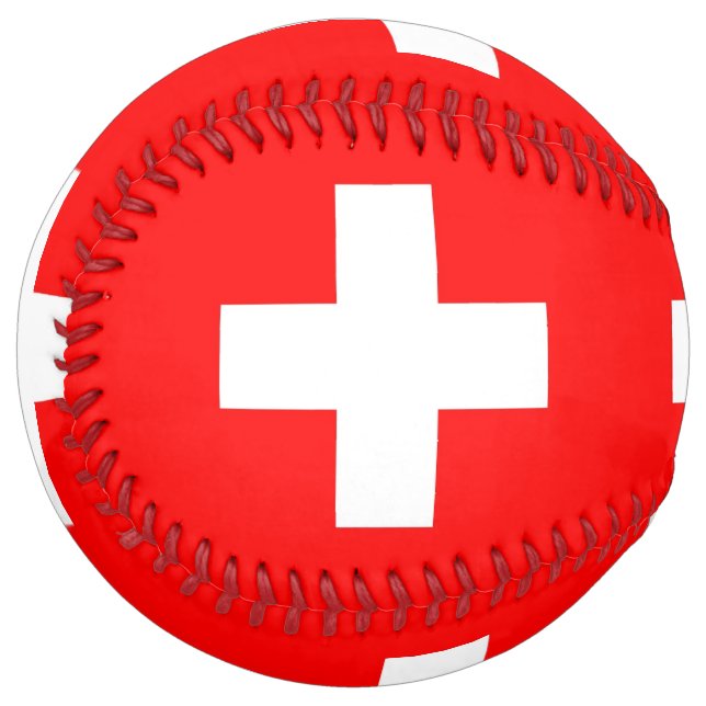 Balle De Softball Softball patriotique avec drapeau de la Suisse (Devant gauche)