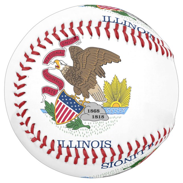 Balle De Softball Softball patriotique avec drapeau de l'Illinois, É (Devant gauche)