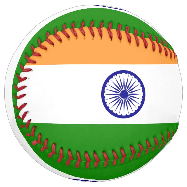 Balle De Softball Softball patriotique avec drapeau de l'Inde (Devant gauche)