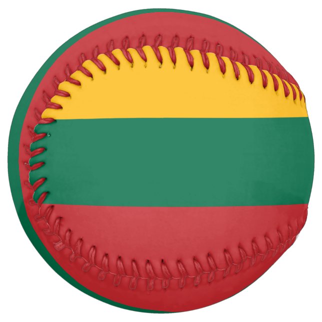 Balle De Softball Softball patriotique avec drapeau de Lituanie (Devant gauche)