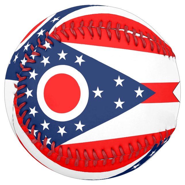 Balle De Softball Softball patriotique avec drapeau de l'Ohio, États (Devant gauche)