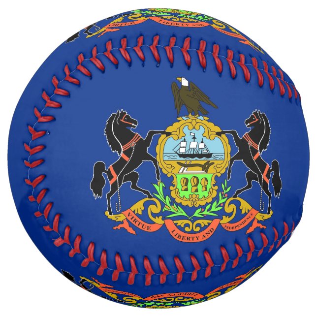 Balle De Softball Softball patriotique avec drapeau de Pennsylvanie, (Devant gauche)