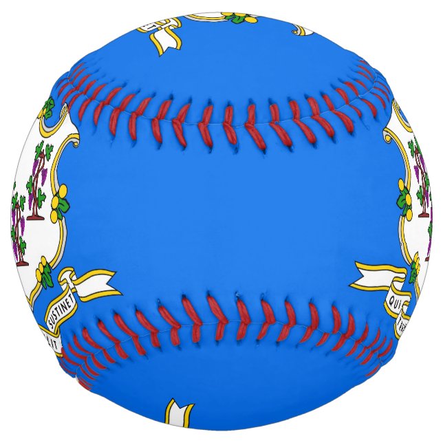Balle De Softball Softball patriotique avec drapeau du Connecticut,  (Devant)