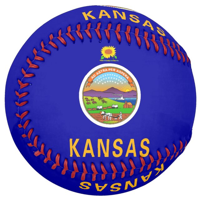 Balle De Softball Softball patriotique avec drapeau du Kansas, USA (Devant gauche)