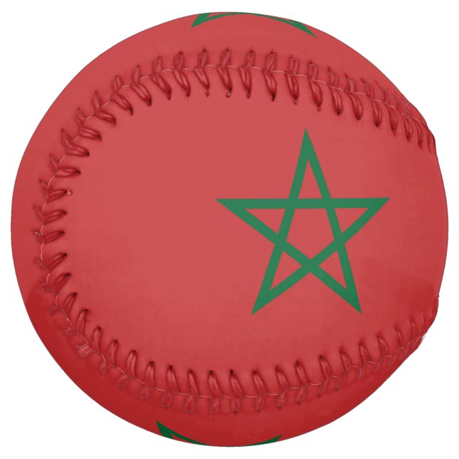 Balle De Softball Softball patriotique avec drapeau du Maroc (Devant gauche)