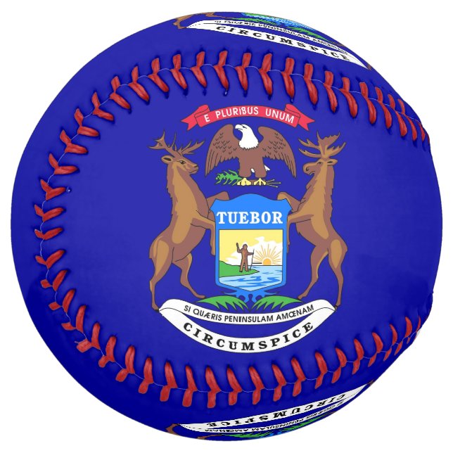 Balle De Softball Softball patriotique avec drapeau du Michigan, USA (Devant gauche)