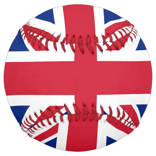Balle De Softball Softball patriotique avec drapeau du Royaume-Uni (Devant)