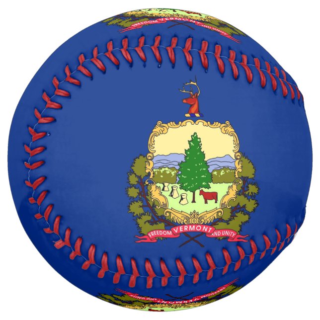 Balle De Softball Softball patriotique avec drapeau du Vermont USA (Devant gauche)