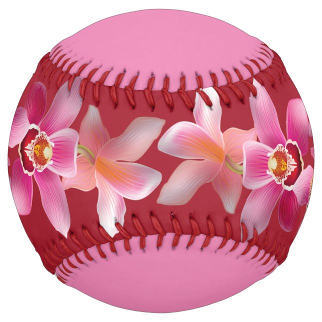 Balle De Softball Softball personnalisé avec fleurs par HAMbyWG (Devant)