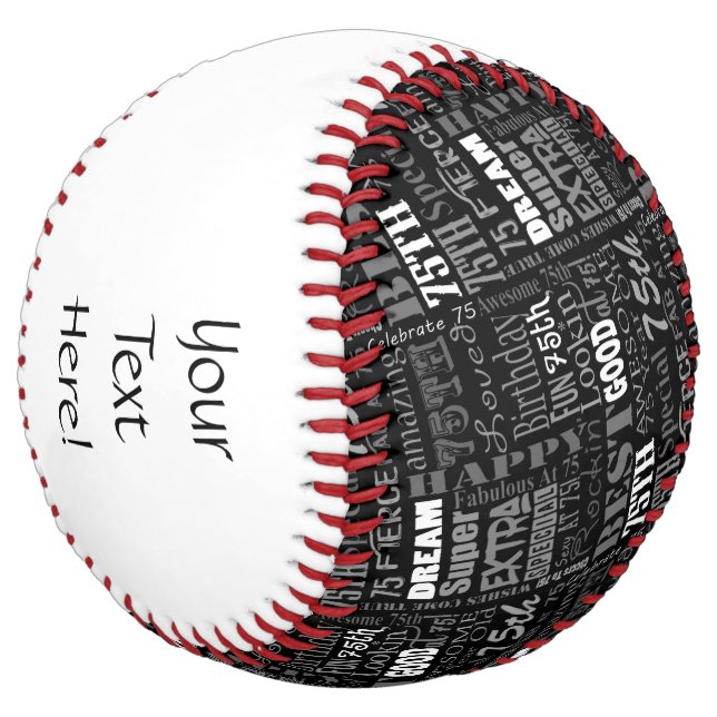 Balle De Softball Special 75th Birthday Party Personnalisé Monogramm (Incliné)