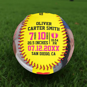 Balle De Softball Statistiques de naissance de bébé personnalisées s