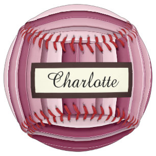 Balle De Softball Stripes de mauve rose personnalisée